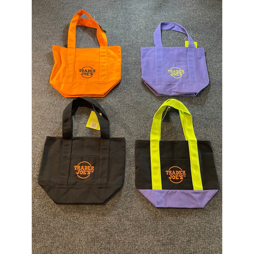 Trader Joe's Trick-or-Treat Canvas Mini Tote Bag Set 4 Colors Limited Edition